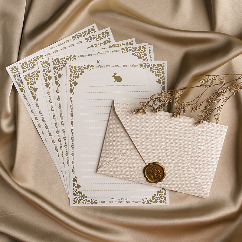 Wax Seal Letter Kit - مجموعة أظرف ورقية من الكتان البني